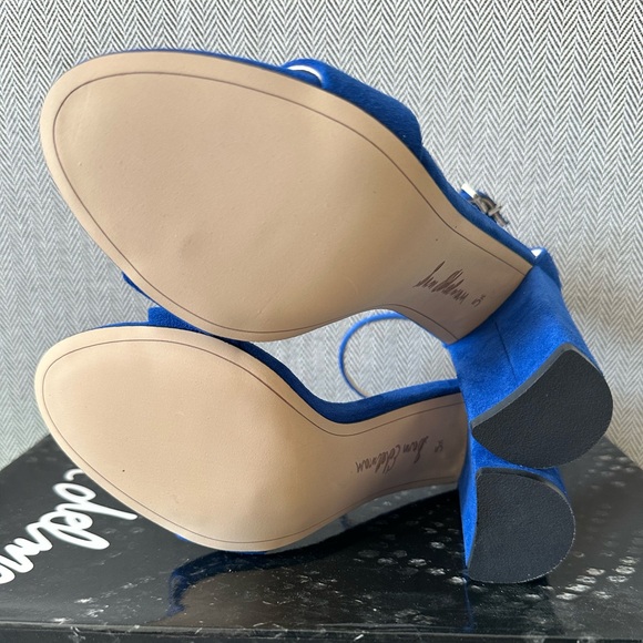 NEW Sam Edelman Yaro Block Heeled Suede Sandals Ankle Strap, Blue, 5.5 - Picture 5 of 6